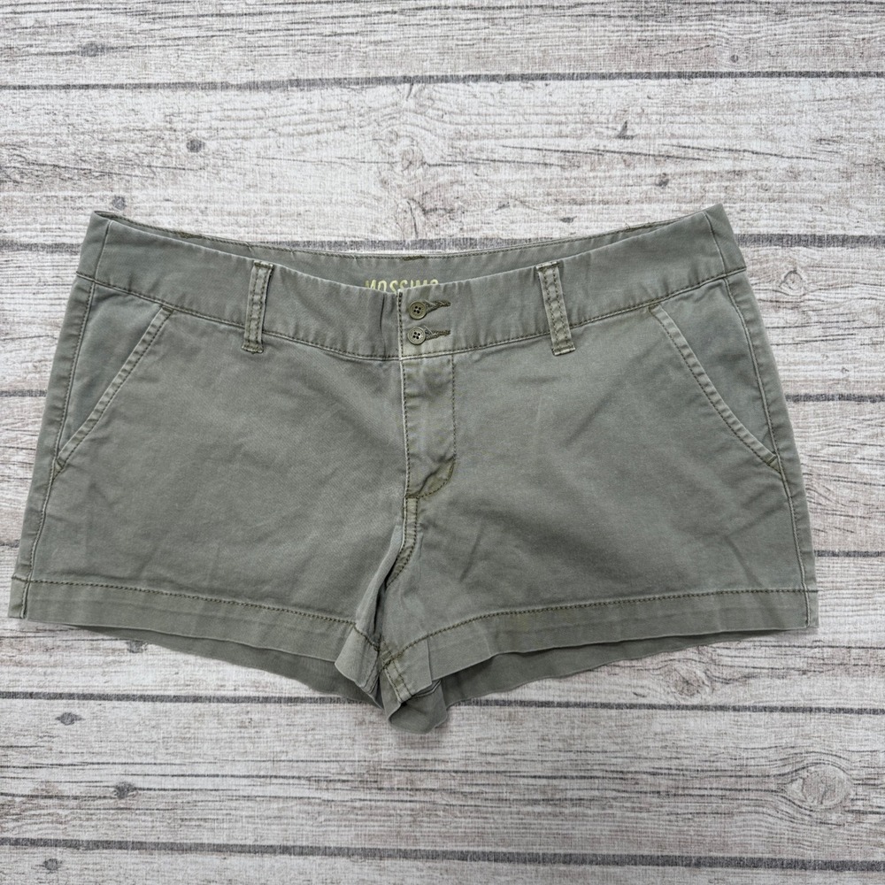 Mossimo Chino Shorts Women's 11 Olive Green Slim Fit Low Rise Hiking Workwear